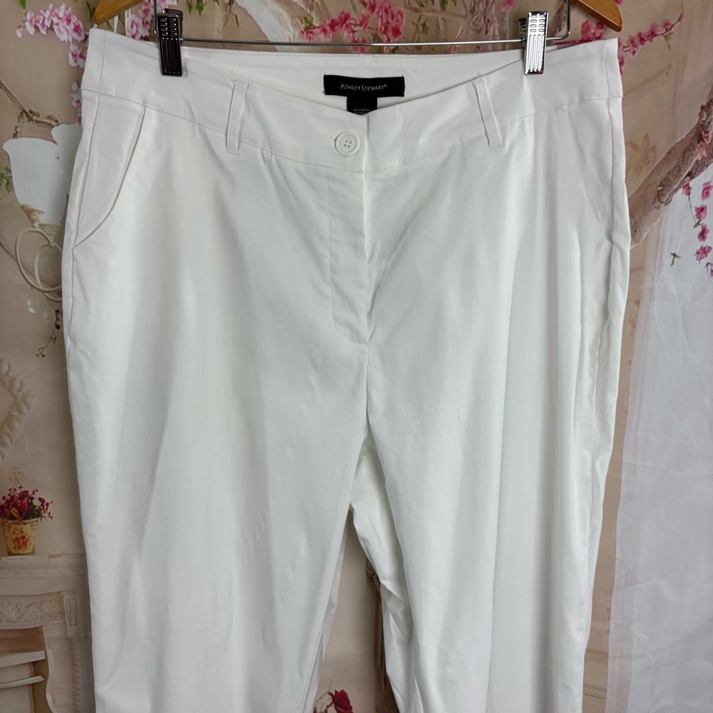 NEW Ashley Stewart Elegant White Ankle Pant - Picture 2 of 9